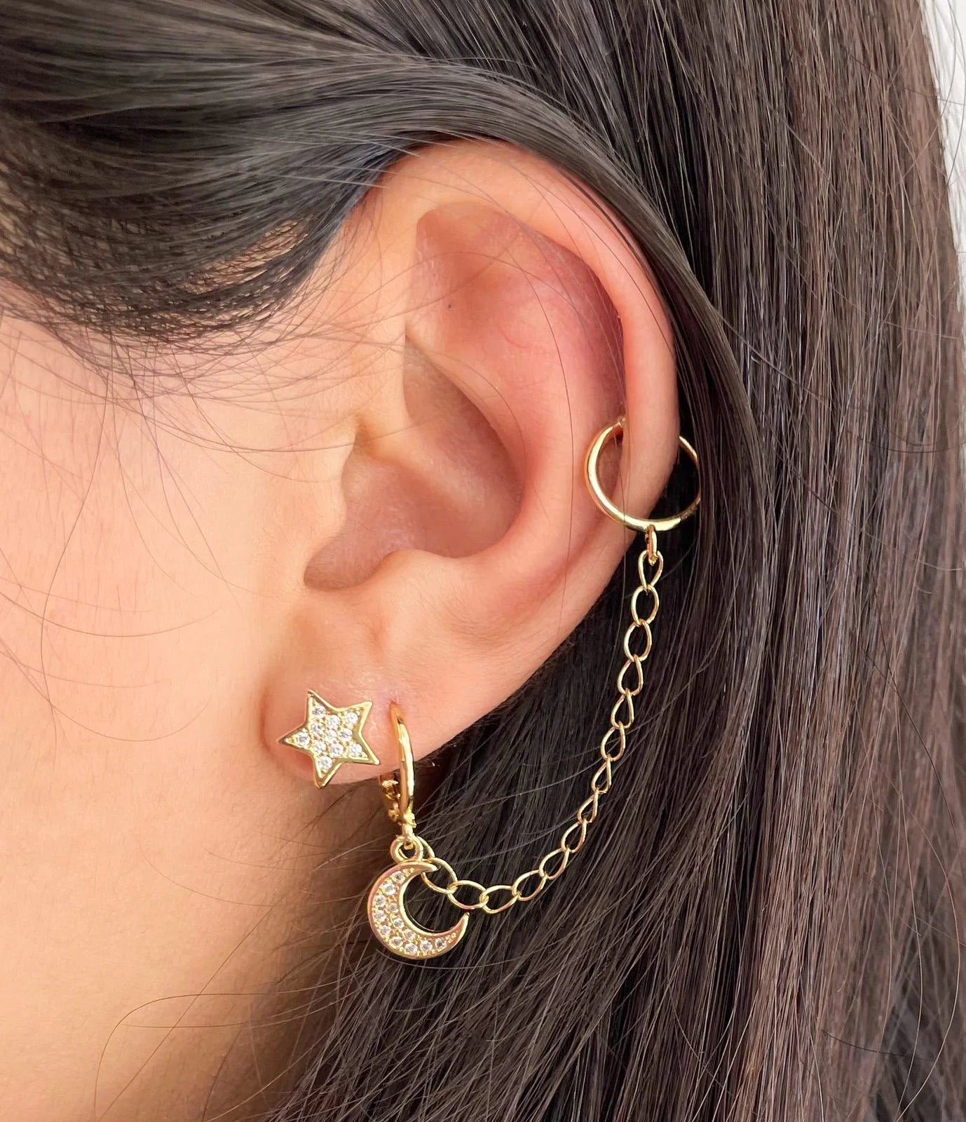 EarCuff de luna y estrella